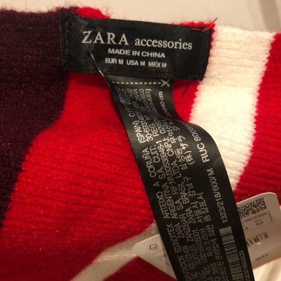 Rare Zara size medium scarf burgandy and red white - Picture 5 of 8